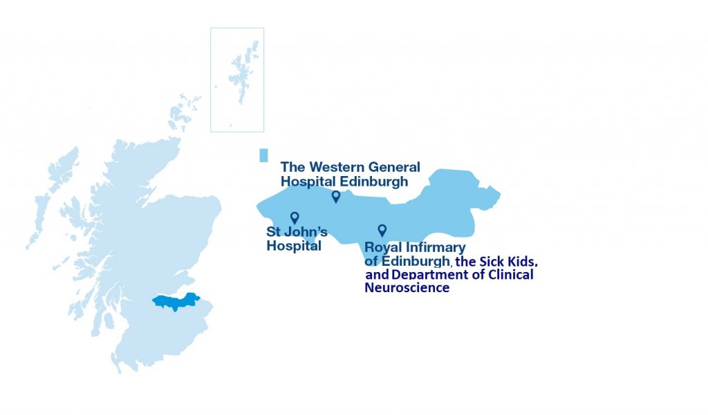NHS Lothian hospitals map graphic